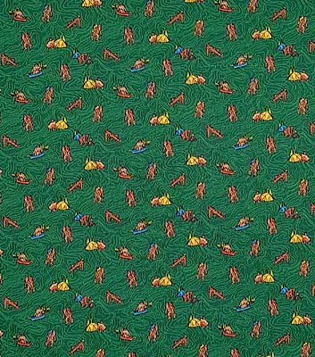 Adventures of Big Foot on Green Novelty Cotton Fabric