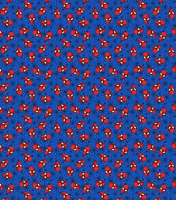 Marvel Marvel Spider Man Heads on Blue Cotton Fabric