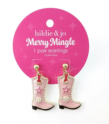 1.5" Christmas Pink Cowboy Boot Earrings by hildie & jo