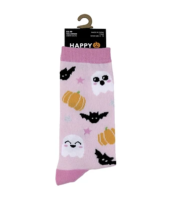 1 Pair Ghost Bat & Pumpkin Crew Socks by Happy