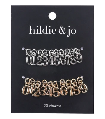 20mm Silver & Gold Number Charms 20ct by hildie & jo