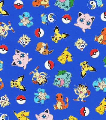 Robert Kaufman Pokemon Friends Tossed Cotton Fabric