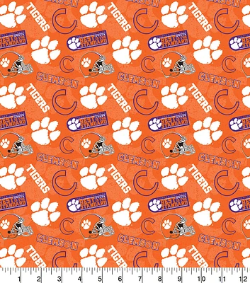 Clemson University Tigers Cotton Fabric Tone on Tone