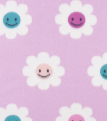 Smiley Face Flowers Blizzard Fleece Fabric