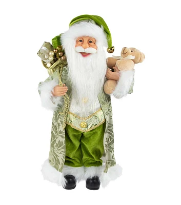 Northlight 16" St. Patrick's Day Santa Claus With Teddy Bear Figure