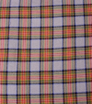 Gray & Orange Madras Plaid Brushed Cotton Shirting Fabric