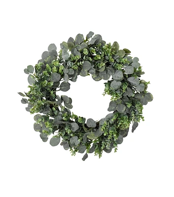 22" Boxwood & Eucalyptus Leaf Wreath by Bloom Room