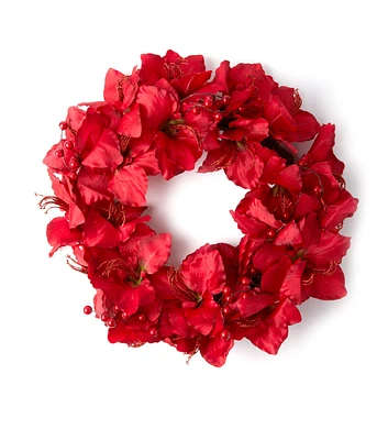 19" Christmas Red Amaryllis Wreath by Bloom Room