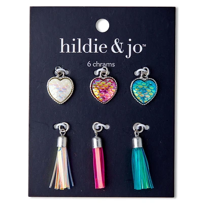 6ct Mermaid Heart & Tassel Charms by hildie & jo