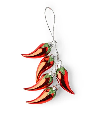 7.5" Christmas Chili Peppers Glass Ornament by Place & Time