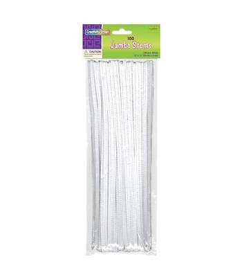 Creativity Street 12" White Jumbo Chenille Stems 100pk