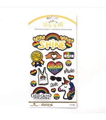 Paper House 17pc Rainbow Let Love Shine 3D Stickers