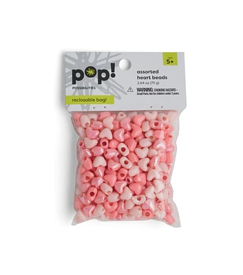 7mm Iridescent Pink Heart Beads by POP!