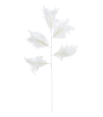 33.5" White Feather Stem by Bloom Room