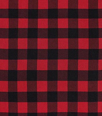 Large Black & Red Buffalo Check Christmas Cotton Fabric