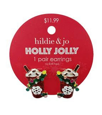 1" Christmas Red Cup Of Hot Cocoa Earrings by hildie & jo