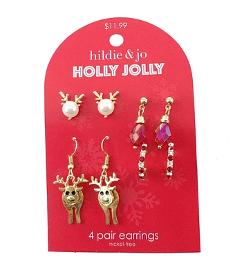 4ct Christmas Reindeer Red Stone Earrings by hildie & jo