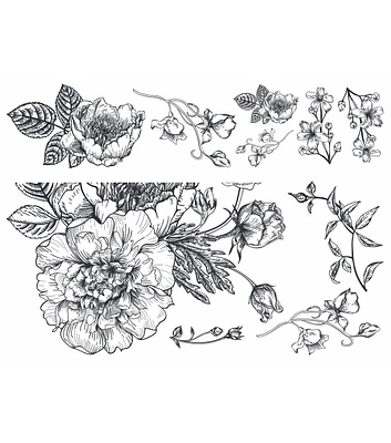 York Wallcoverings Wall Decals Black & White Peony