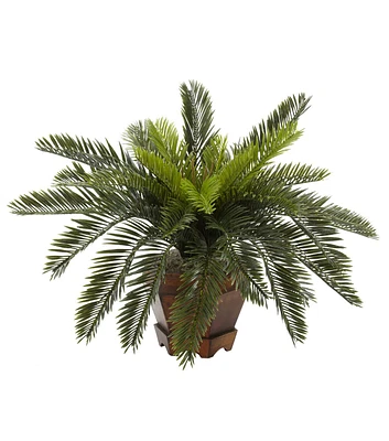 Nearly Natural 24" Cycas With Hexagon Vase Silk Plant