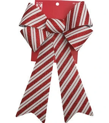 9" Christmas Red & White Striped Bow by Place & Time