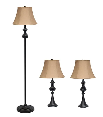 All The Rages 3 Pack Lamp Set (2 Table Lamps, 1 Floor Lamp)Tan /Bronze