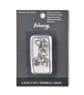 .38" Nickel Hooks & Eyes 4pk by Fabany