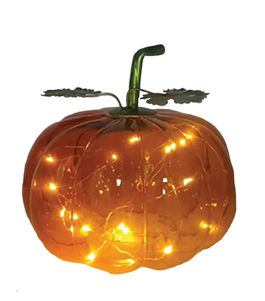 Santa's Workshop 6" Glass LED Pumpkin