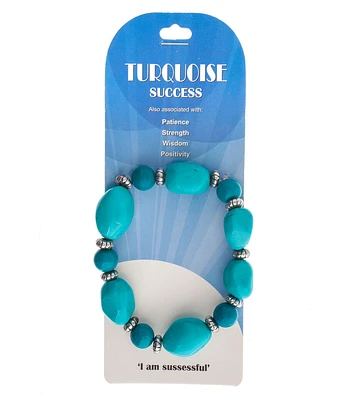 John Bead Turquoise With Metal Spacer Beads Stretch Bracelet