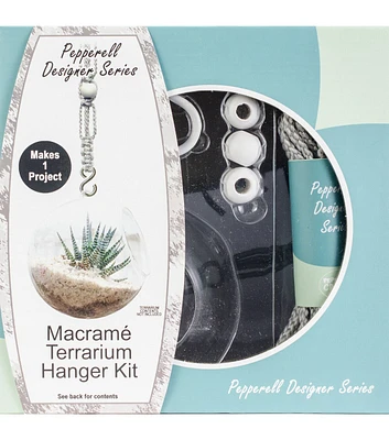 Pepperell Designer Macrame Hanging Terrarium Kit Gray