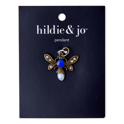 1" Antique Gold Bug Pendant With Crystals & Pearls by hildie & jo