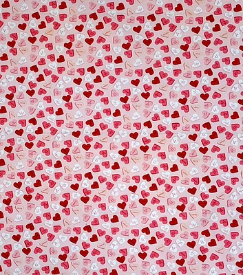 Message From The Heart Pink Valentine's Day Cotton Fabric