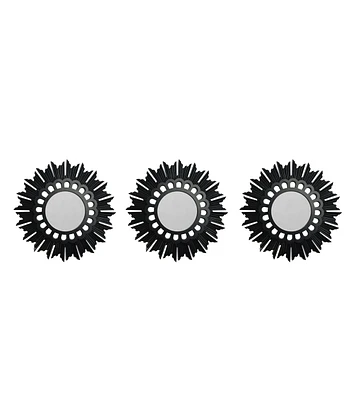 Northlight Set of 3 Floral Sunburst Matte Black Round Mirrors 9.5