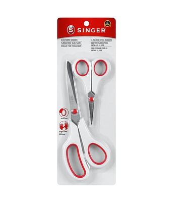 SINGER 8.5" Fabric Scissors and 4.75" Craft Scissors Pack