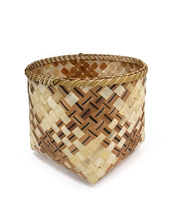 12" Checkered Bamboo Woven Basket by Place & Time