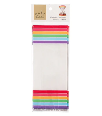 4" x 9.5" Striped Cellophane Treat Bags With Twist Ties 20pk by STIR