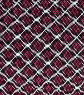 Red & Black Plaid Christmas Glitter Cotton Fabric