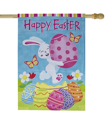 Northlight 28" x 40" Happy Easter Bunny With Eggs Outdoor House Flag