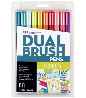 Dual Brush Pen 10 Color Set Tropical