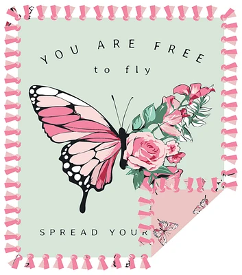 48" Wide You Are Free to Fly & Butterfly No Sew Fleece Blanket