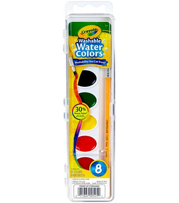 Crayola 9ct Washable Watercolors & Paint Brush