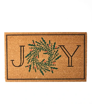 30" x 18" Christmas Joy Wreath Coir Doormat by Place & Time