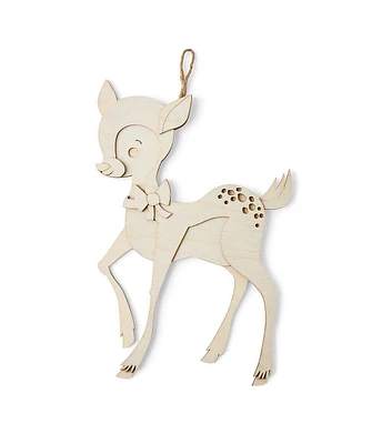 12" Christmas Wood Hanging Layered Deer by Place & Time