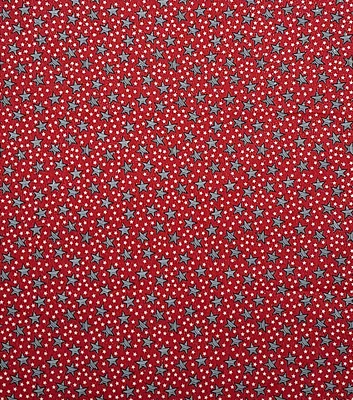 Striped Stars on Red Patriotic Glitter Cotton Fabric