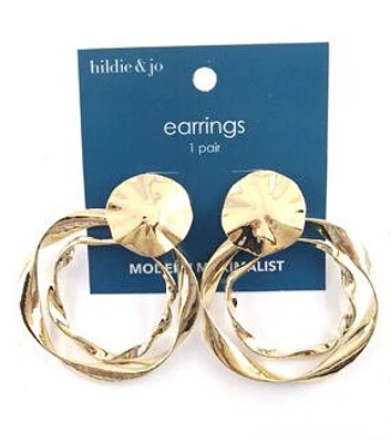 2.5" Gold Twisted Hoops Earrings by hildie & jo