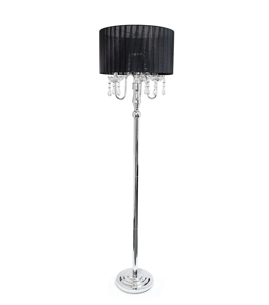 All The Rages Romantic Sheer Shade Floor Lamp with Hanging Crystals