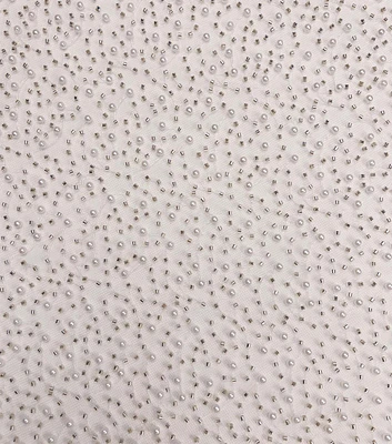 White Pearl & Beaded Mesh Fabric