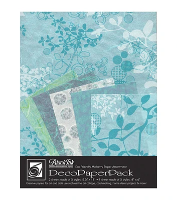 Black Ink Chinaberry Aqua Deco Paper Pack