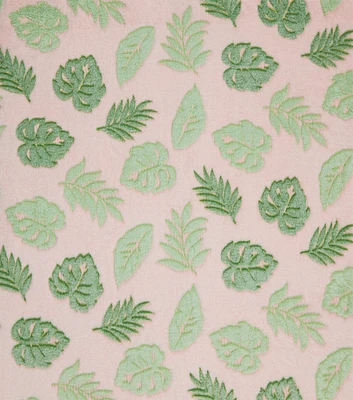 Summer Green Embossed Simple Tropical Leaves Sew Lush Fleece Fabric