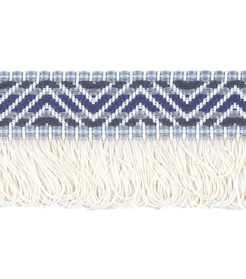 Simplicity Jacquard Fringe Trim 1.5'' Blue & Gray