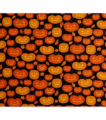 Jack O Lanterns on Black Super Snuggle Flannel Fabric